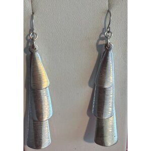 Premier Designs Silver Plated Dangle Earrings Beach Glass Hooks 2.5" 11.45g NWOT